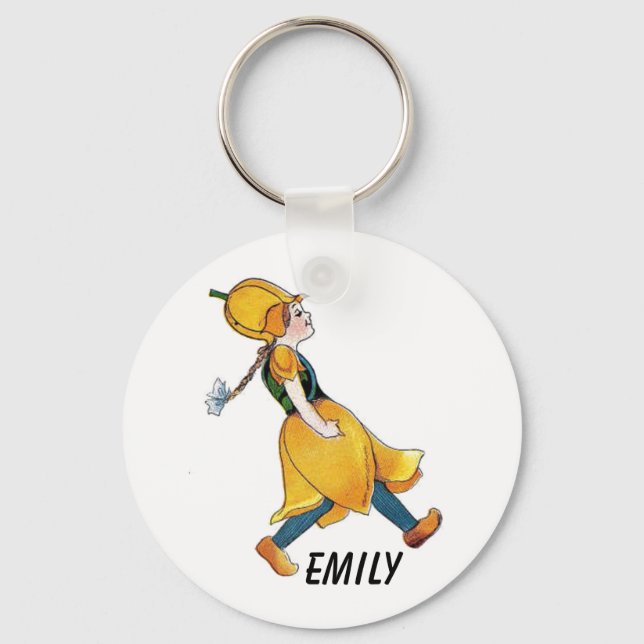 Yellow Tulip Cute Flower Child Floral Funny Girl Key Ring (Front)