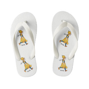Yellow Tulip Cute Flower Child Floral Funny Girl Kid's Jandals
