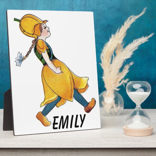 Yellow Tulip Cute Flower Child Floral Funny Girl Plaque (Side)