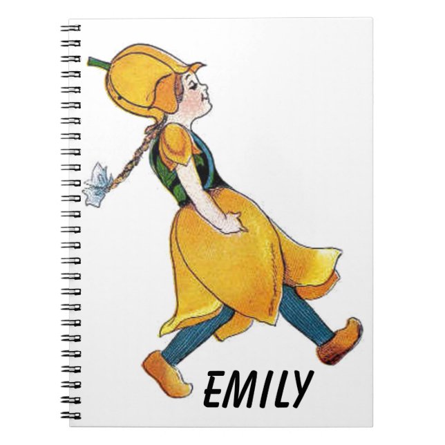Yellow Tulip Cute Flower Child Floral Funny Girl Spiral Notebook (Front)