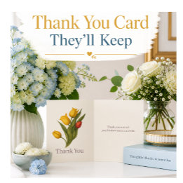 Yellow Tulip Elegant Thank You Card