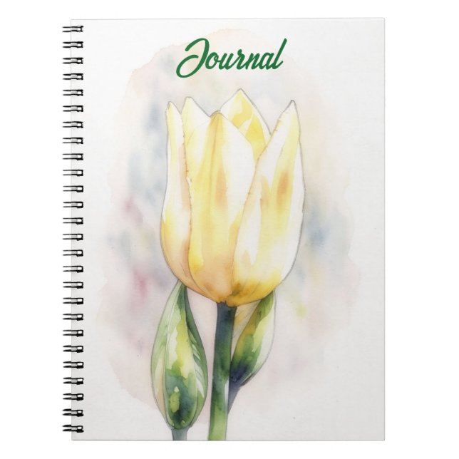 Yellow Tulip Flower Art Personalise Journal (Front)