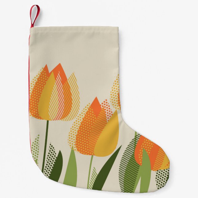 Yellow tulip flower small christmas stocking (Front)