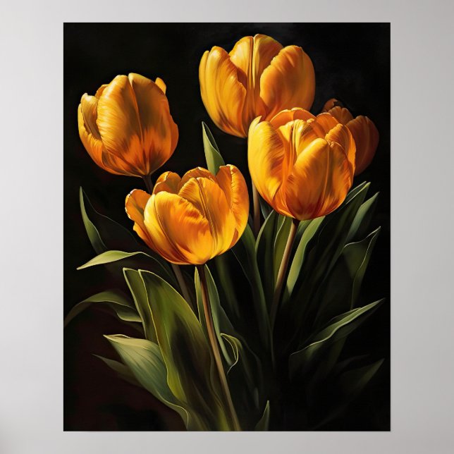 Yellow Tulip Flowers Art Print Poster (Front)