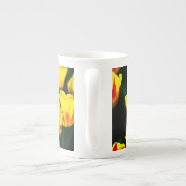 Yellow tulip flowers bone china mug (Back)