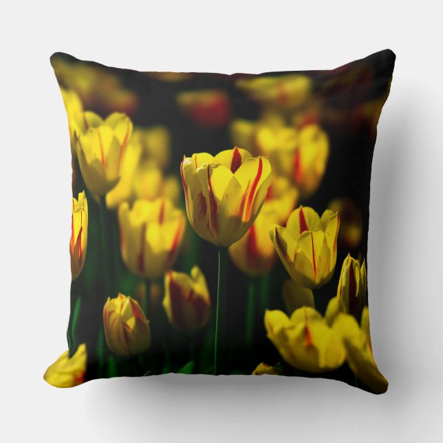Yellow tulip flowers cushion (Front)
