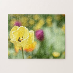 Yellow Tulip Flowers Nature Photography Garden Jigsaw Puzzle
