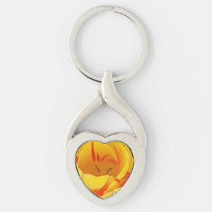 Yellow Tulip Metal Key Ring