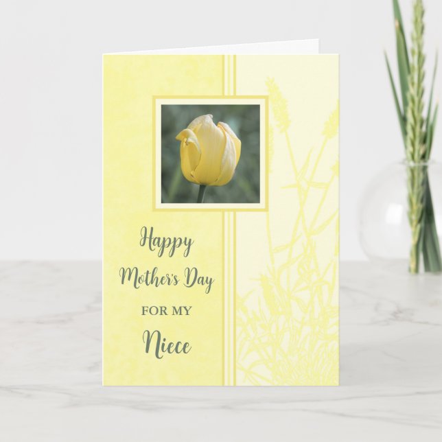 Yellow Tulip Niece Happy Mother's Day Card (Front)