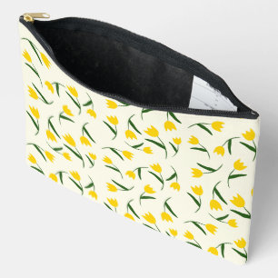 Yellow Tulip Pattern Accessory Pouch