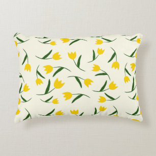 Yellow Tulip Pattern Decorative Cushion