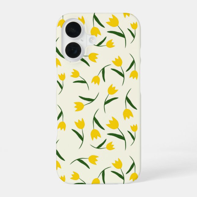 Yellow Tulip Pattern  iPhone 16 Case (Back)