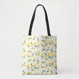 Yellow Tulip Pattern Tote Bag