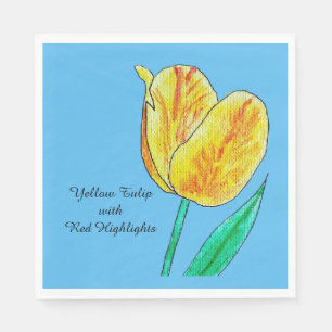 Yellow Tulip Red Highlights  Napkin