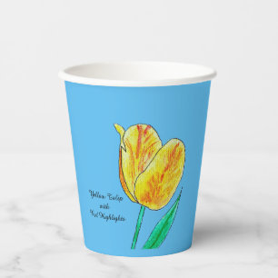 Yellow Tulip Red Highlights  Paper Cups