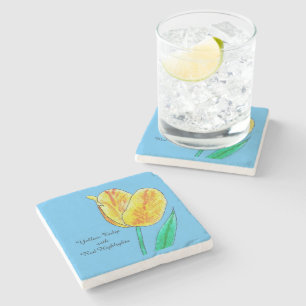 Yellow Tulip Red Highlights Stone Coaster
