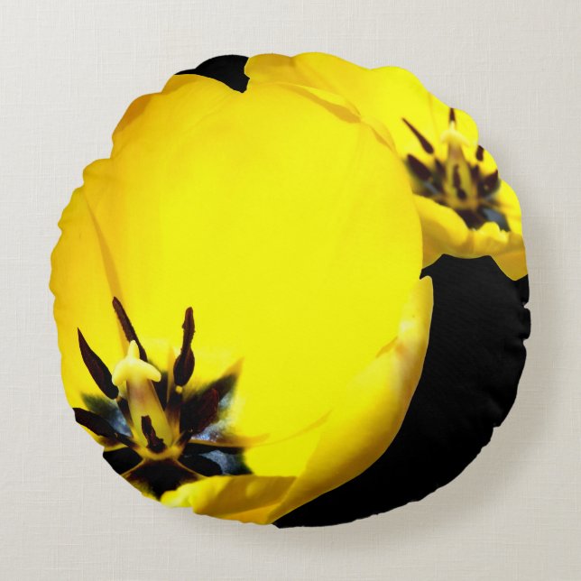 Yellow Tulip Round Cushion (Front)