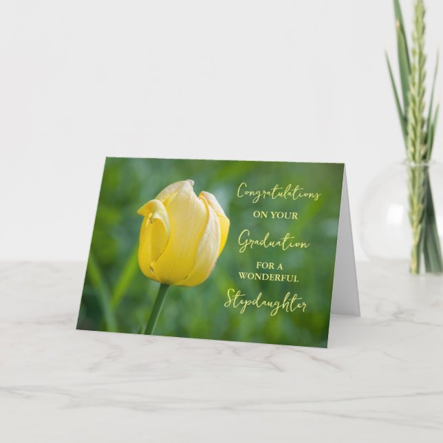 Yellow Tulip Stepdaughter Graduation Card (Front)