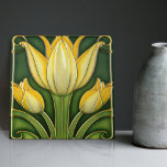 Yellow Tulip Symmetric Wall Decor Art Nouveau Tile<br><div class="desc">Welcome to CreaTile! Here you will find handmade tile designs that I have personally crafted and vintage ceramic and porcelain clay tiles, whether stained or natural. I love to design tile and ceramic products, hoping to give you a way to transform your home into something you enjoy visiting again and...</div>