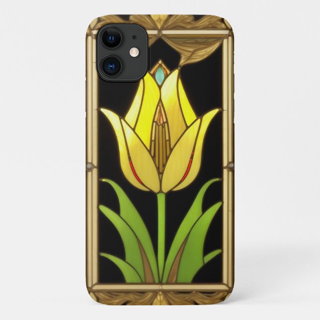 Yellow Tulip with Decorative Frame Case-Mate iPhone Case (Back)
