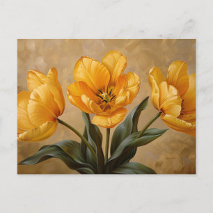 Yellow Tulips Botanical Oil Painting Postcard