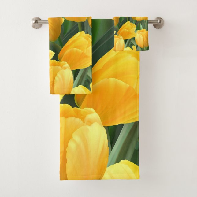 Yellow Tulips Field Bath Towel Set (Insitu)