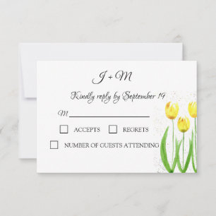 Yellow Tulips Floral flowers Spring Wedding RSVP Card