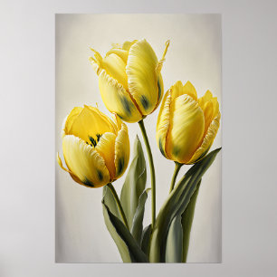 Yellow Tulips Flower Art Print Poster