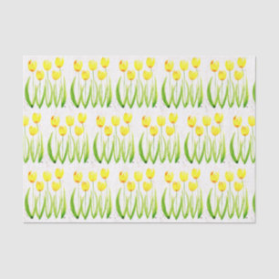 Yellow tulips flowers watercolor Vintage Tissue Paper