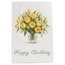 Yellow Tulips Happy Birthday