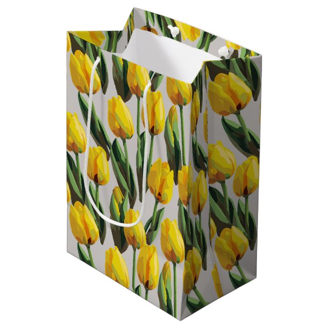 Yellow Tulips Medium Gift Bag (Front Angled)