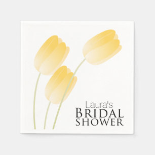 Yellow Tulips Spring Floral Bridal Shower Napkin