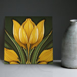 Yellow Tulips Symmetric Wall Decor Art Nouveau Cer Tile<br><div class="desc">Welcome to CreaTile! Here you will find handmade tile designs that I have personally crafted and vintage ceramic and porcelain clay tiles, whether stained or natural. I love to design tile and ceramic products, hoping to give you a way to transform your home into something you enjoy visiting again and...</div>
