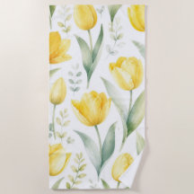 Yellow Tulips Watercolor Floral Painting Botanical