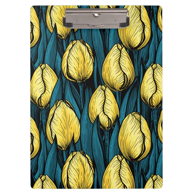 Yellow tulips with blue leaves clipboard (Front)