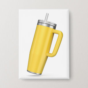 Yellow tumbler with straw and handle