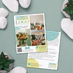Yellow Turquoise Circles Logo Photos Promotional Flyer<br><div class="desc">Small business marketing flyer for any profession and business that can showcase the work in photos. Add your logo, specialities, offer, and QR code. On the back, write more text about the business and why your client should pick you! This promotional small business flyer features your logo, a bigger version...</div>