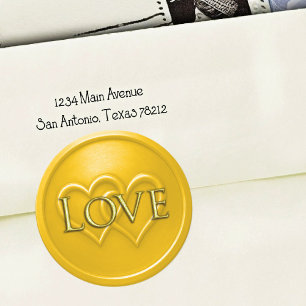 Yellow Two Hearts Intertwined Wedding Classic Round Sticker