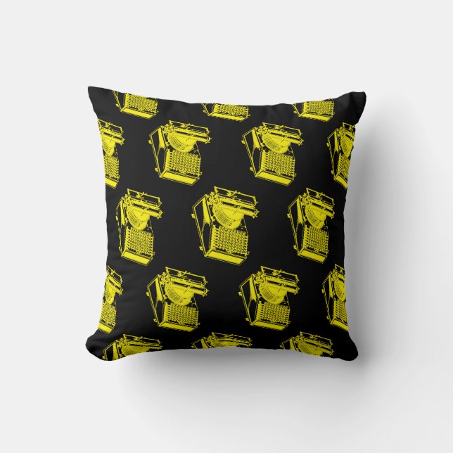 Yellow Type Writing Machine Cushion (Front)