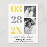 Yellow, ultimate grey two photo Save the Date