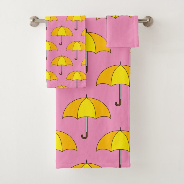 Yellow Umbrella Bath Towel Set (Insitu)