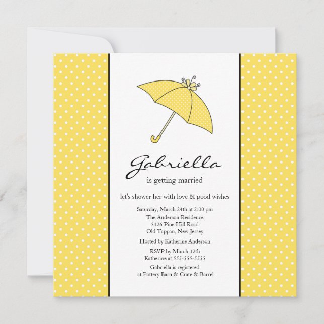 Yellow Umbrella Bridal Shower Invitation (Front)