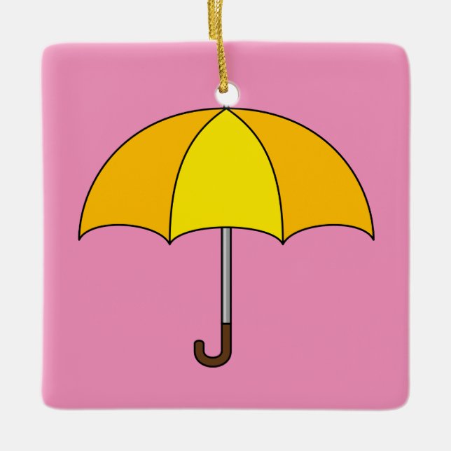 Yellow Umbrella Ceramic Ornament (Front)