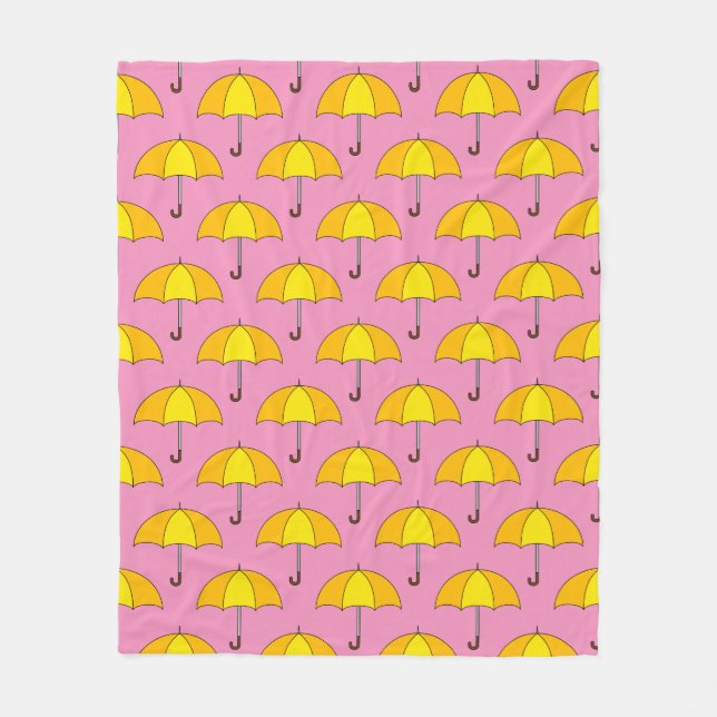 Yellow Umbrella Fleece Blanket (Front)