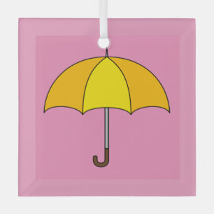 Yellow Umbrella Glass Tree Decoration