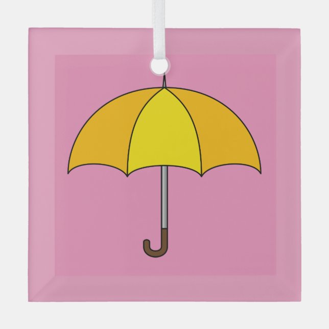 Yellow Umbrella Glass Tree Decoration (Front)