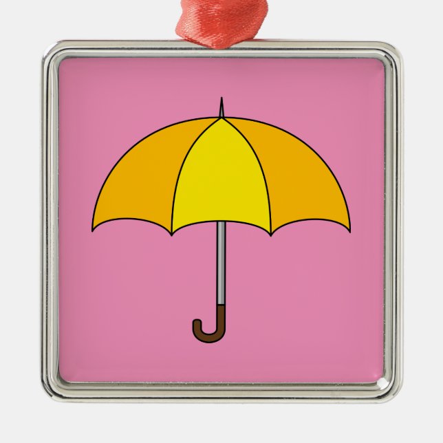 Yellow Umbrella Metal Tree Decoration (Front)