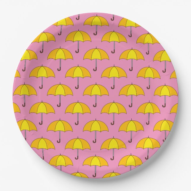 Yellow Umbrella Paper Plate (Front)