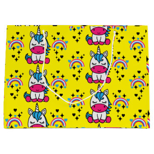 Yellow Unicorn Pony Birthday Large Gift Bag