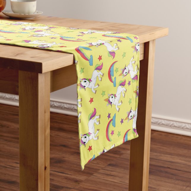 Yellow Unicorns Long Table Runner (In Situ)